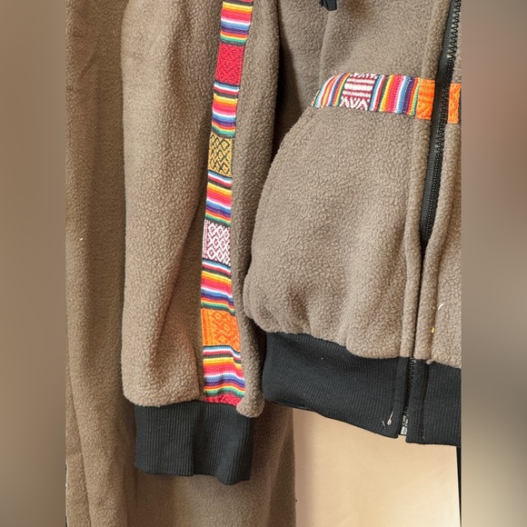 341 - Rhea Cozy Brown Hooded Jacket and Pants Set with Vibrant Accents - Picture 3 of 5